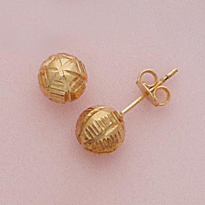 8mm Etched Ball Post Earrings