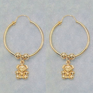 20mm Teddy Bear Hoop Earrings - X1345