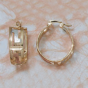 Two-Tone Greek Key Hoop Earrings - X2301