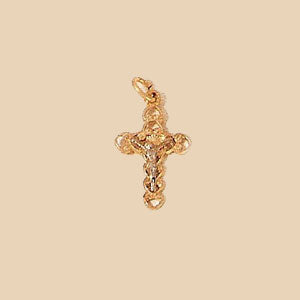 Two-Tone Fancy Mini Crucifix Pendant - X5033