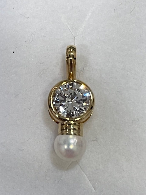 2 Carat CZ & Pearl Pendant - X5407