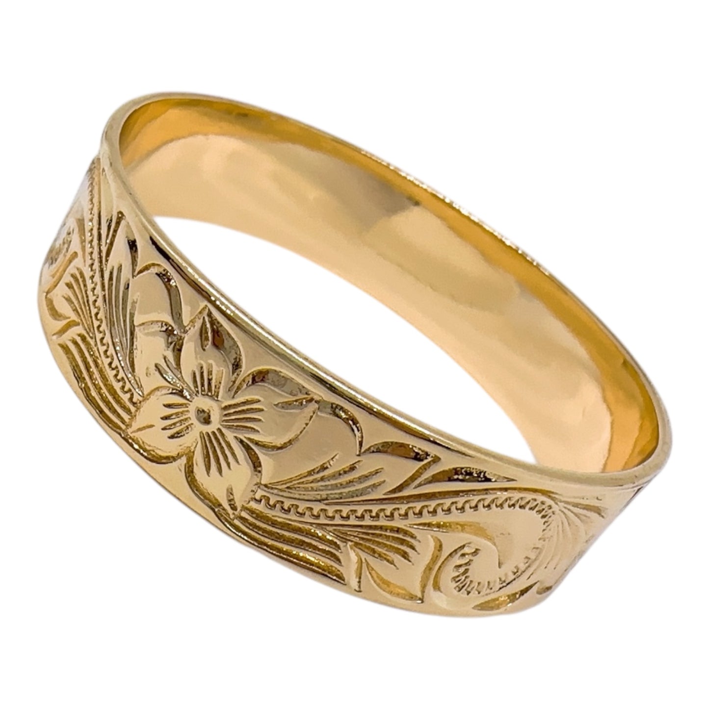 15mm Wide & Heavy Floral "DREAM" Bangle