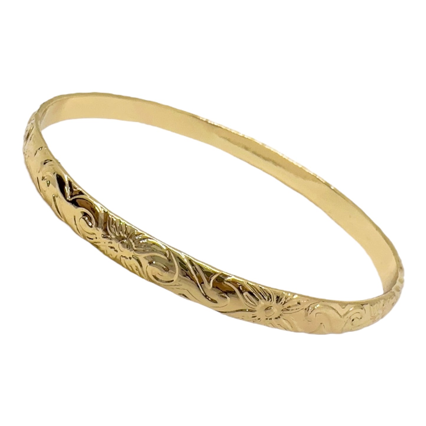 5mm Heavy Floral "Large Rose" Bangle