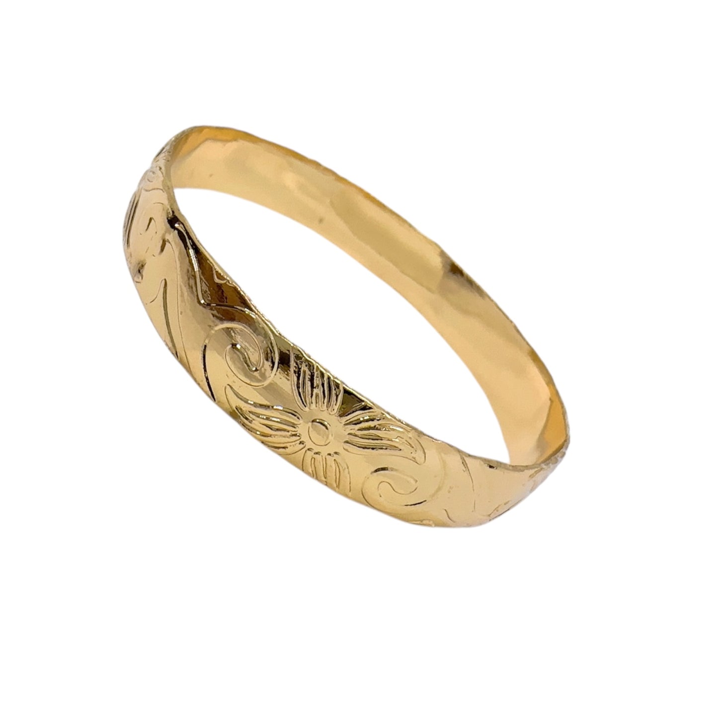 10mm Wide & Heavy "Large Rose" Floral Bangle