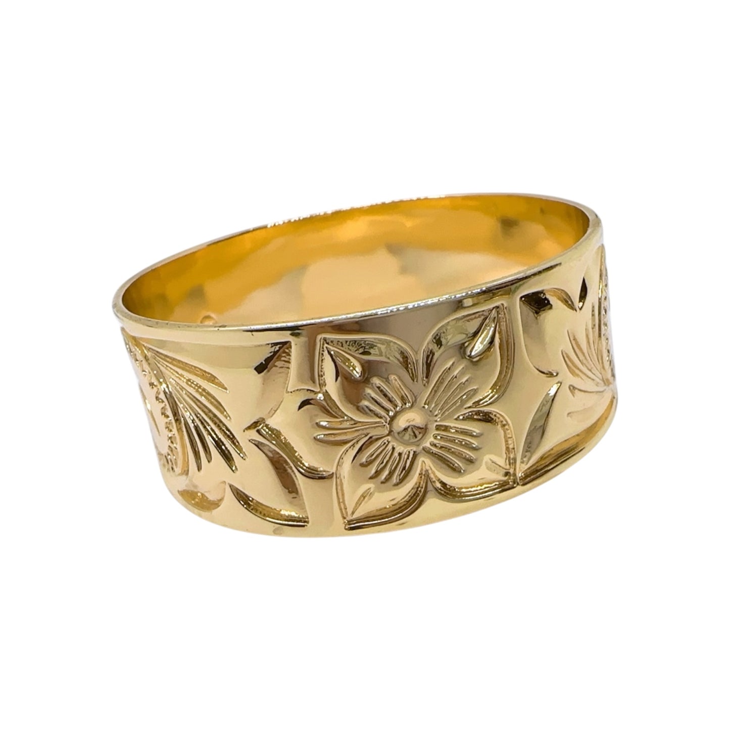 25mm Wide & Heavy Floral Bangle