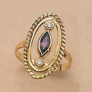 CZ & Marquise Amethyst Vintage Ring - XR067