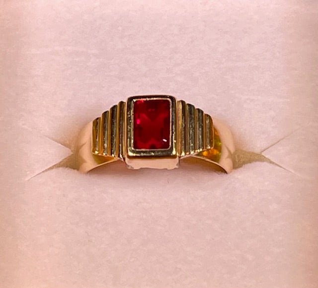 Red Emerald-Cut Austrian Crystal Ring - XR177