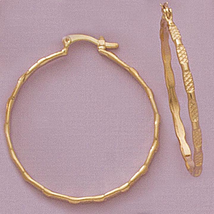 Round 30mm Patterned Hoop Earrings