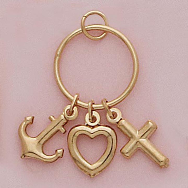 Cross, Anchor, Heart Religious Charm