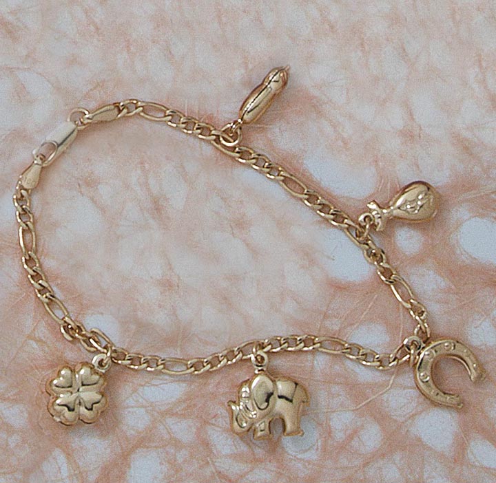 5 Charm 7.5" Figaro Chain Bracelet