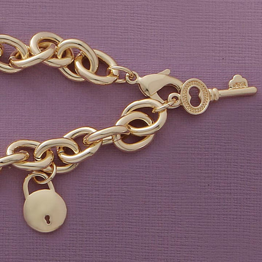 Lock & Key Charm 8" Bracelet