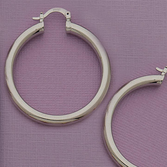 Sterling Silver Polished 40mm Hoop Earrings