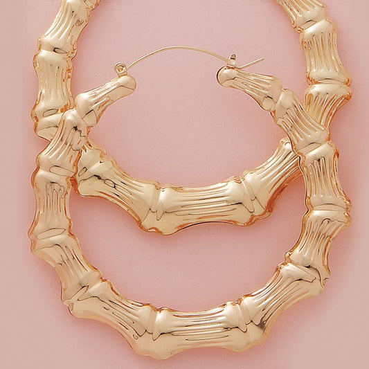 Bamboo Style Large Hoop Earrings - X2461