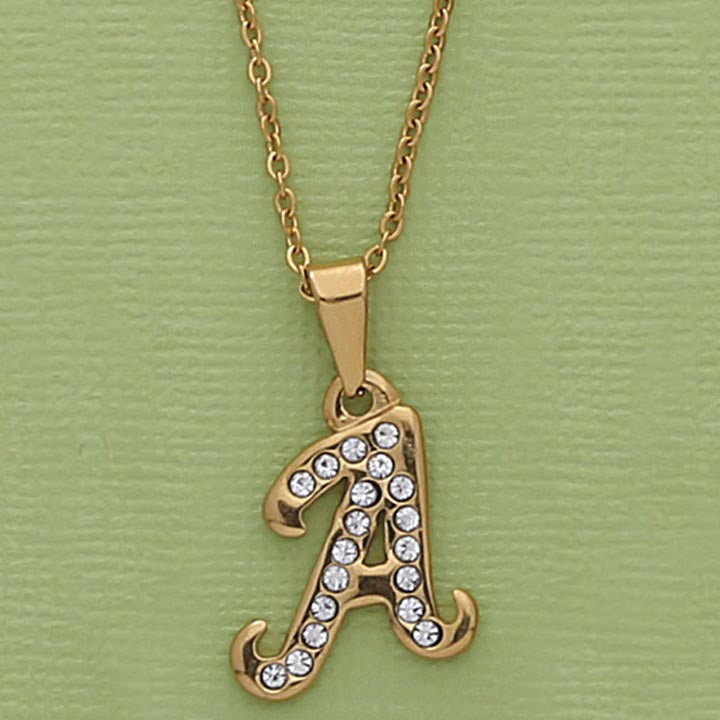 Initial CZ Pendant & 18" Necklace Set - X6260