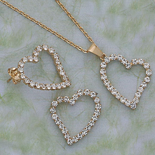 Heart CZ Earring, Pendant & 18" Necklace Set