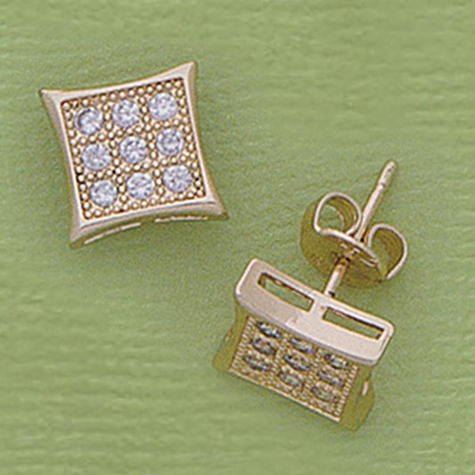 9 Stone 9mm Square Post Earrings