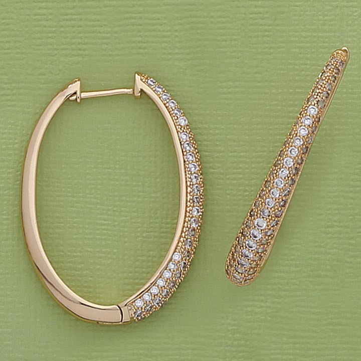 Oval 40mm Hoop Earrings with Stones