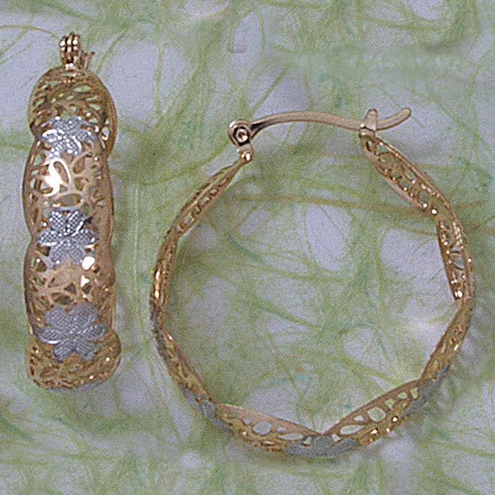 Two Tone 25mm Hoop Earrings