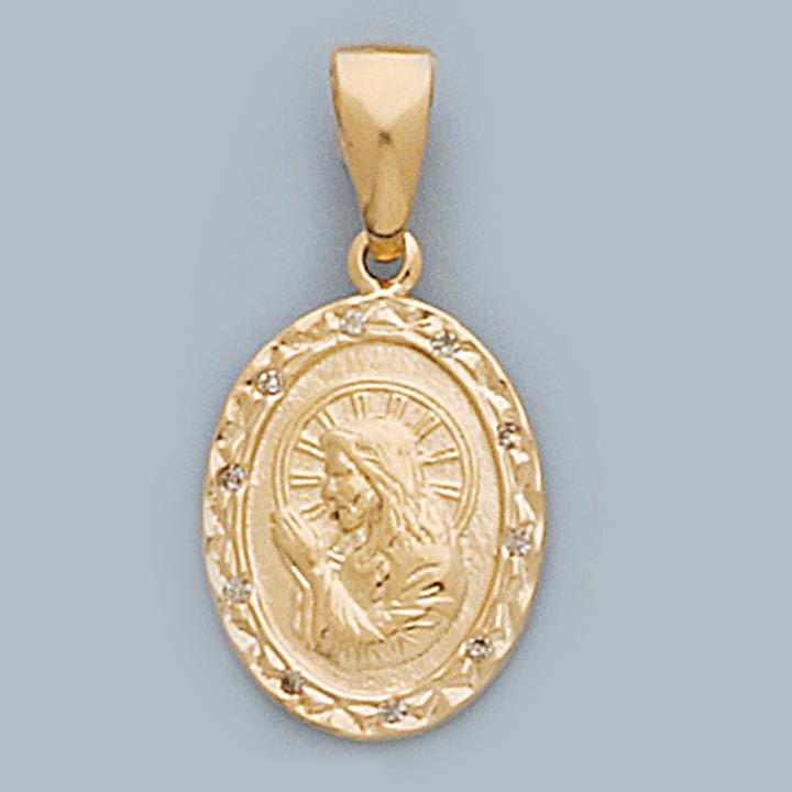 24mm CZ Oval Religious Pendant - X5844