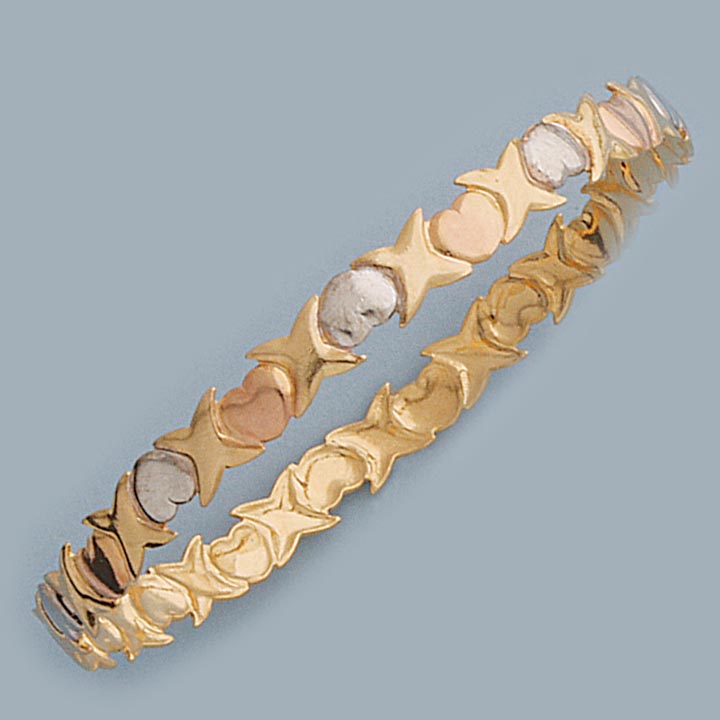 Heart Hugs & Kisses Tri-Color Bangle