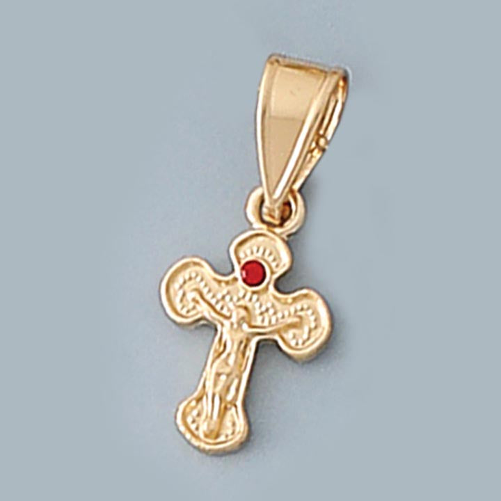 15mm Red Stone Crucifix Pendant