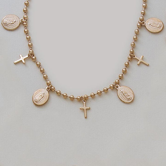 Religious Charm 7.5" Bead Bracelet
