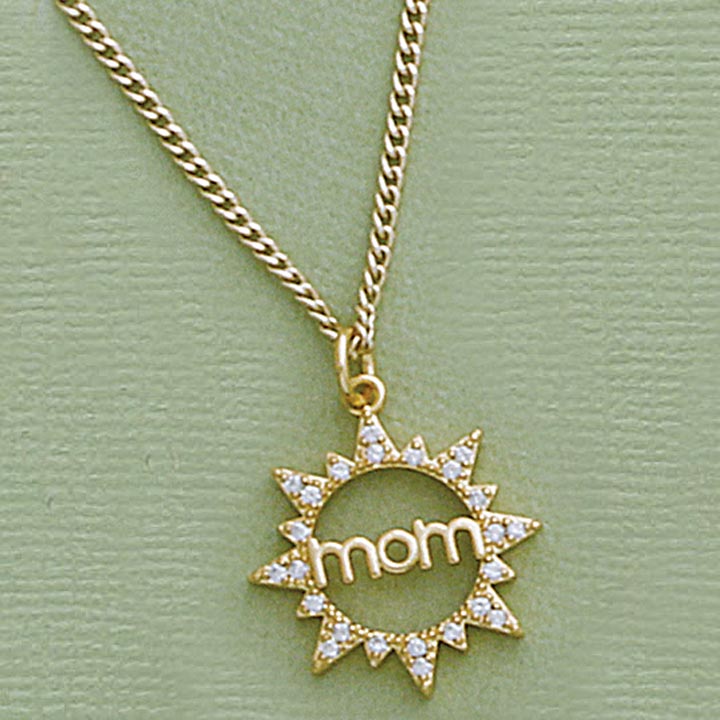 18mm CZ "Mom" Pendant & 20" Necklace Set