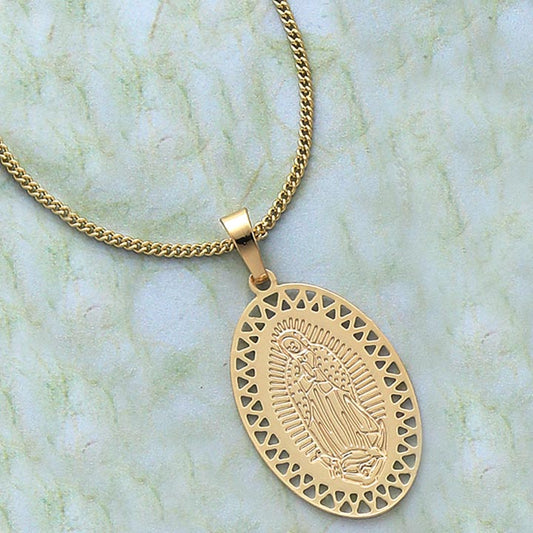 29mm Religious Oval Pendant & 20" Necklace Set