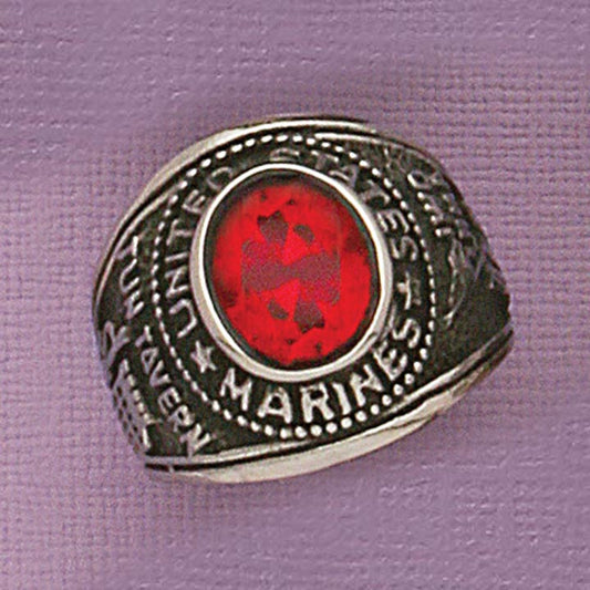 SS US Marines Men's Ring with Stone