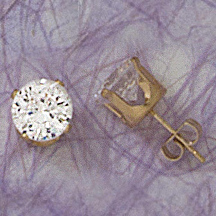 8mm Round CZ Post Earrings