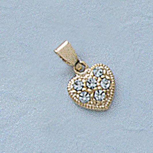 Small 9mm Heart Charm with Stones