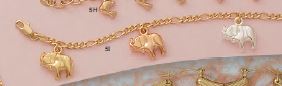7.5" Tri-color Dangling Lucky Elephants Bracelet - X4374