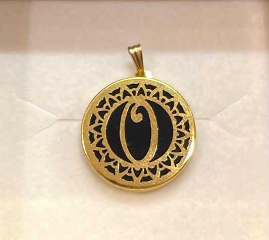 Onyx Filligree Initial Pendant - X5312