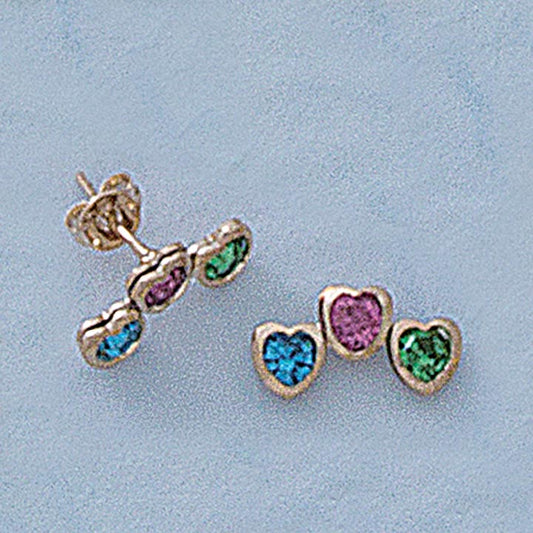 Triple Heart Multi-Color Post Earrings 