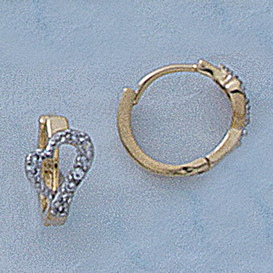 CZ Heart Hoop Earrings