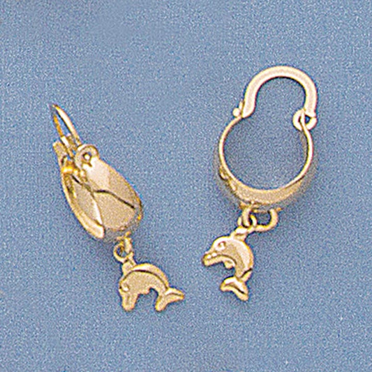 Dangling Dolphins Hoop Earrings