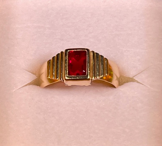 Red Emerald-Cut Austrian Crystal Ring - XR177