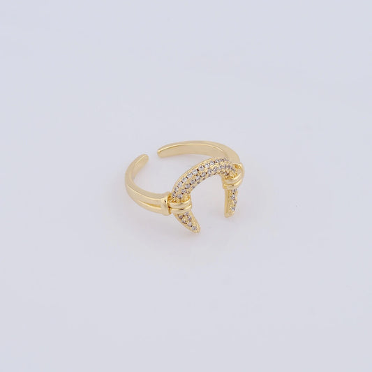 Micro-Pave Good Luck Hoerseshoe Ring - XR658