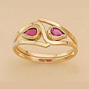 Double Ruby Pear Shape Vintage Ring - XR057