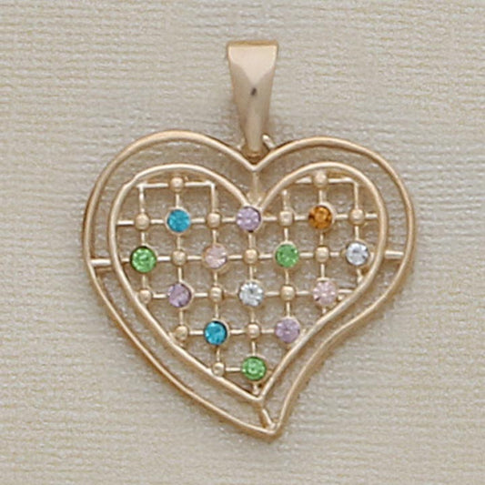 Multi Color Stones 35mm Heart Pendant