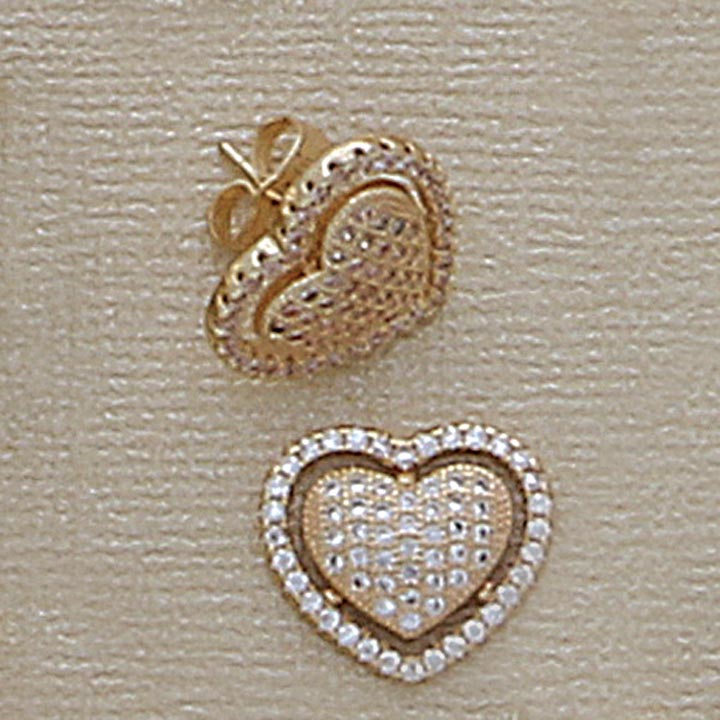 Pave Stone 15mm Heart Post Earrings