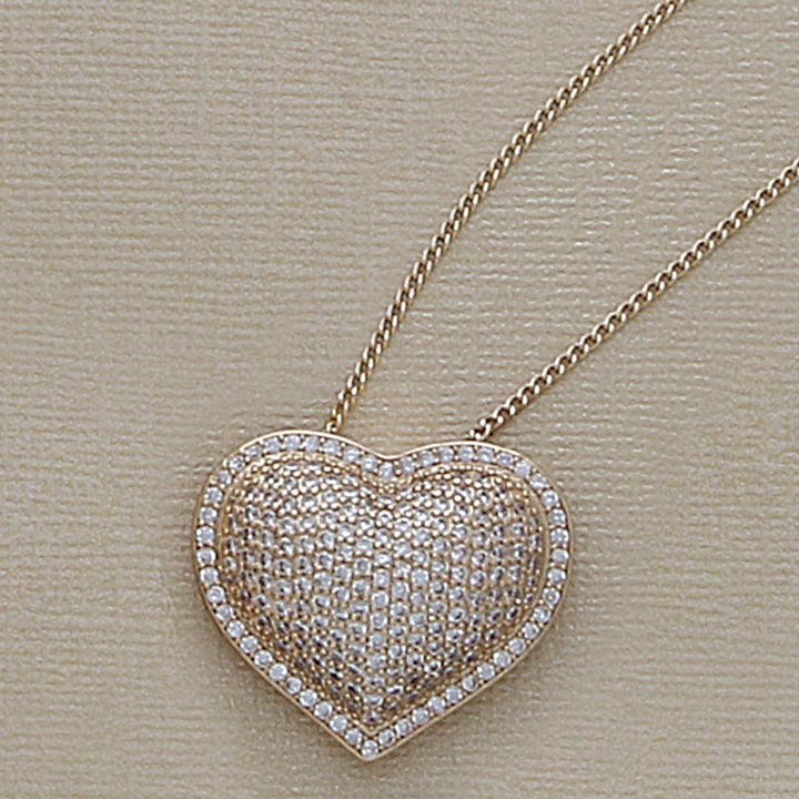 31mm Pave Stone Heart & 20" Necklace Set