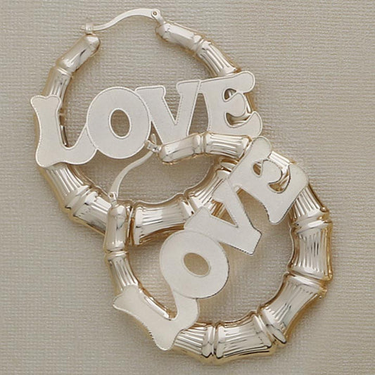 "I LOVE YOU" Bamboo Hoop 58mm Earrings