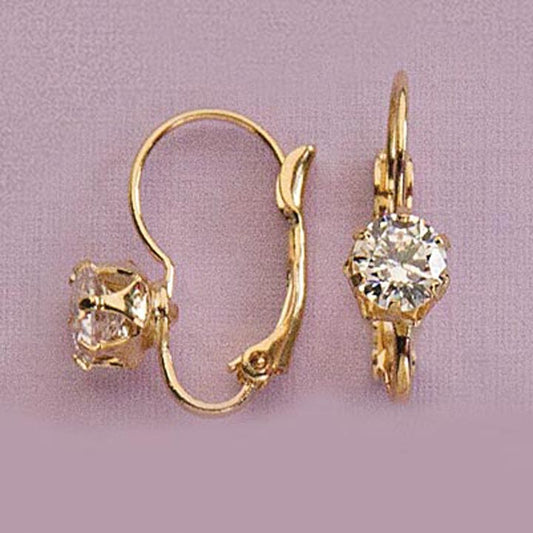 6mm CZ Lever-Back Earrings