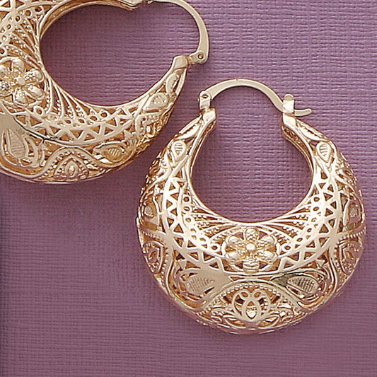 Filigree Style Hoop Earrings