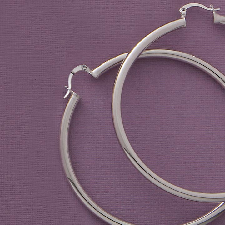 Sterling Silver Polished 60mm Hoop Earrings