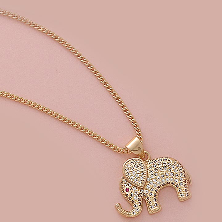 CZ Bejeweled Elephant 20" Necklace Set