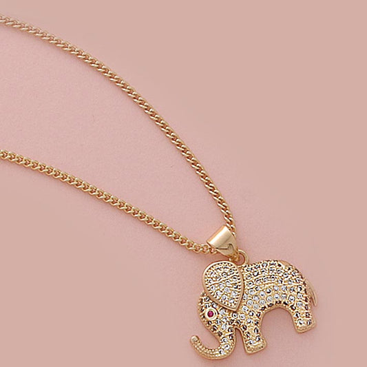 CZ Bejeweled Elephant 20" Necklace Set