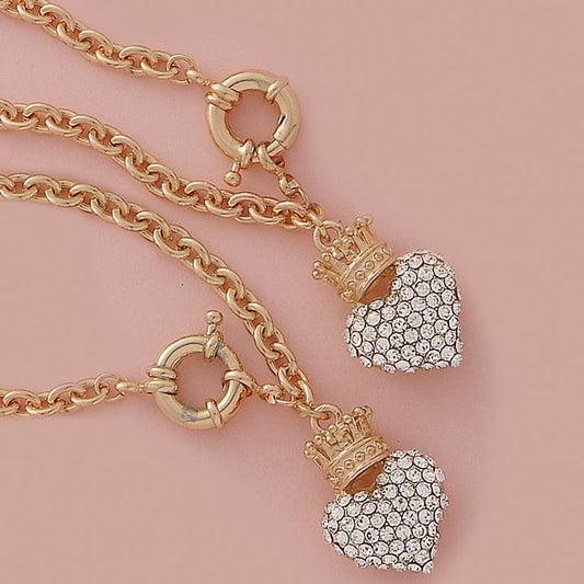 Pave Hearts 8" Bracelet & 18" Necklace Set