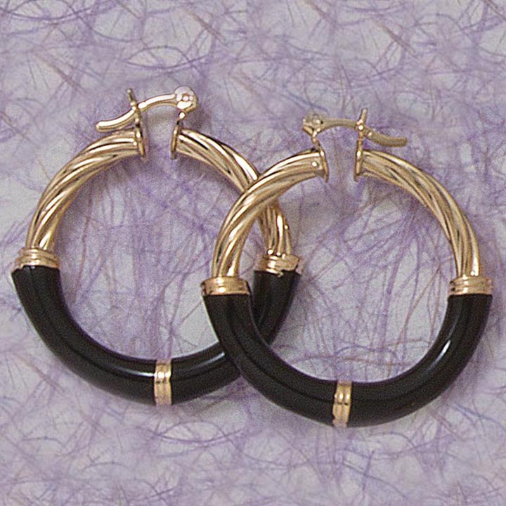 Black Twist Hoop Earrings